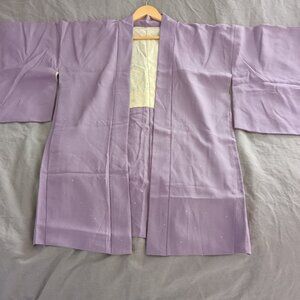 Antique Lavender Purple Textured Silk Kimono Haori Short Kimono w/White Speckles